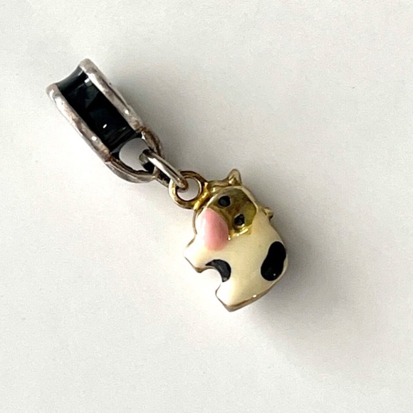 Amore & Baci Italy 925 Sterling Silver Cow Dangling Bracelet Charm - Picture 3 of 3